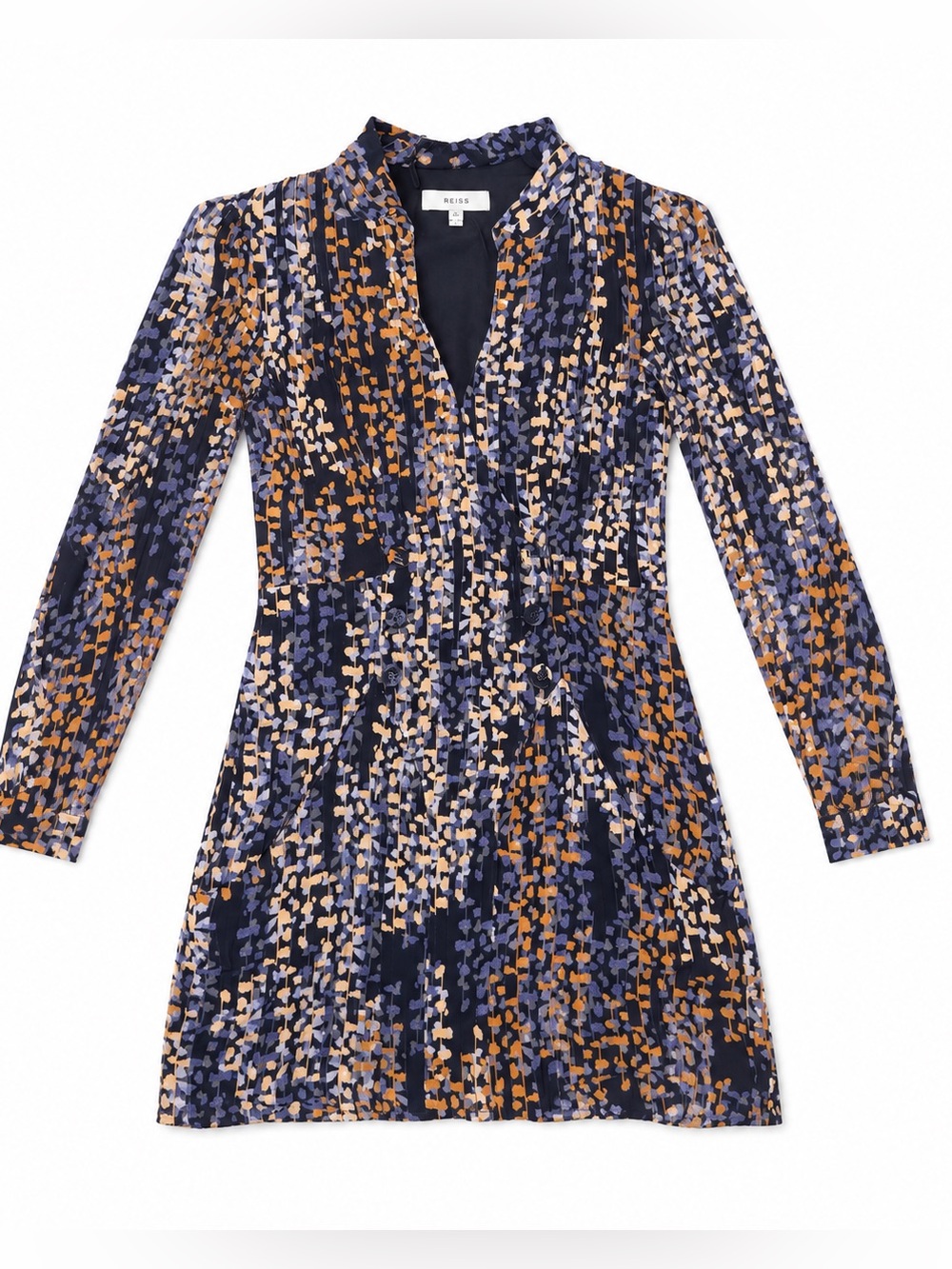 NWT Reiss Esmerelda $398 Pleated Double Breasted Mini Dress US 6 Navy